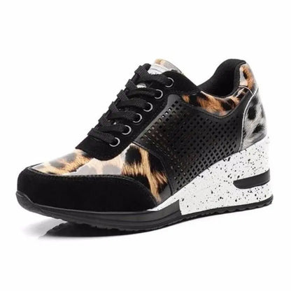 2025 Wedge Sneakers Mesh Platform Shoes Solid Color Thick Bottom Zipper Vulcanized Shoes for Women's Sneakers Zapatos De Mujer