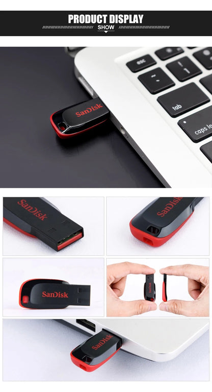 SanDisk CZ50 USB2.0 Pendrive 32GB 16GB 64GB USB Flash Drive Pen Drive U Disk Mini Flash Drive Cruzer Blade 100% Original