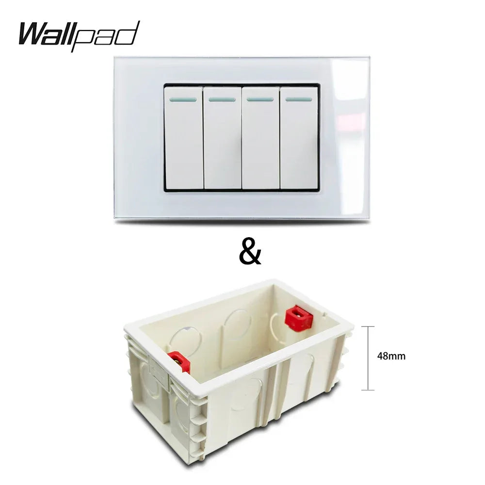 White Glass Panel 118*75mm 1 2 3 4 Gang Doorbell Reset Momentary Curtain Light Switch Wallpad US Brazil AU IT IL Push Button 6M