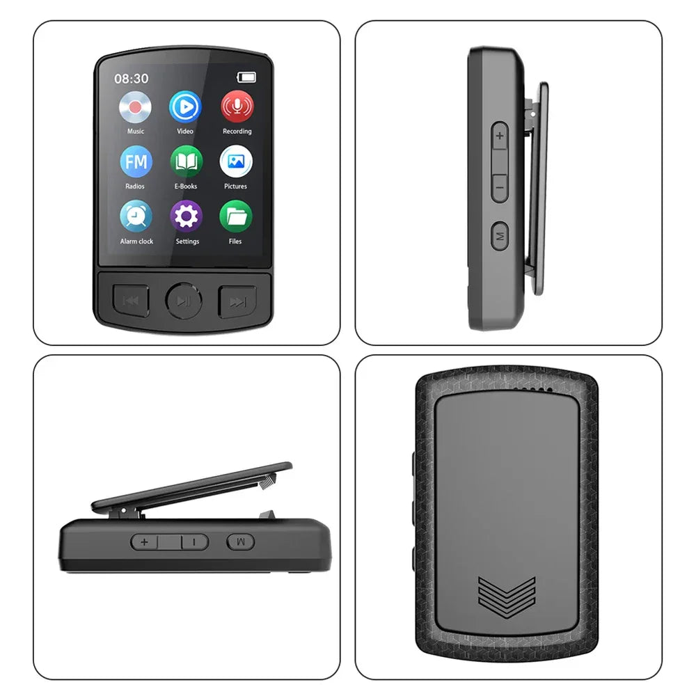 MP3 Player Bluetooth 5.2 1.77 inch Screen Music Player with Speakers Lossless Sound Quality with Recording E-Book Video Playing