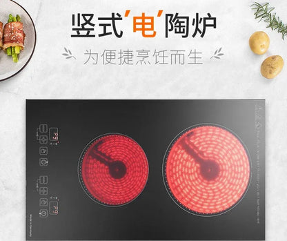 Kitchen 2 Rings Ceramic Cooker Induction Cooktop Double Electric Cooker Hob Heating Cooker Electric Stove Vertical Cooking Plate