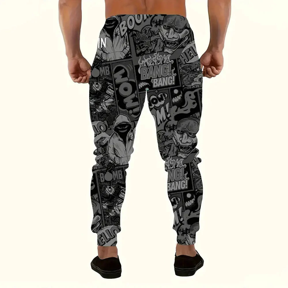 Men Loose Casual Pocket Drawstring Sweatpants Winter New Thick Warm Pants Fashion Letter Printed Sweatpants Men Tracksuit Pants