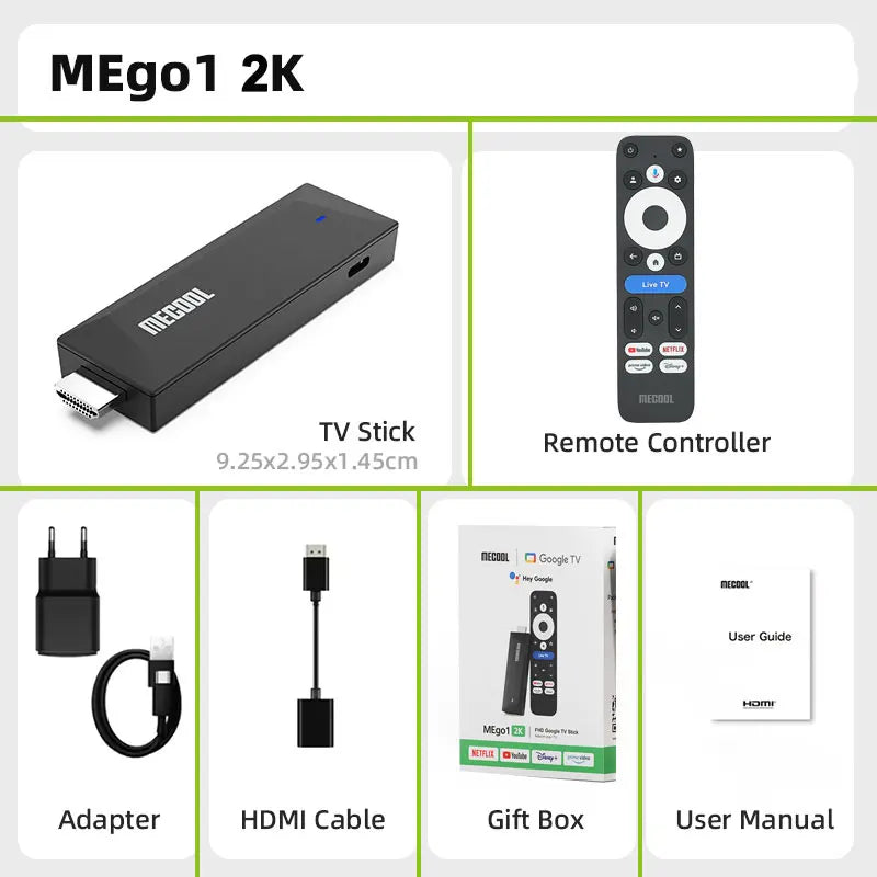 MECOOL MEgo 1 Android TV Stick Reltek Quad-core 8GB Google TV Sticks 2K Dolby Netflix TV Box 2025 High Quality Consoles ip tv