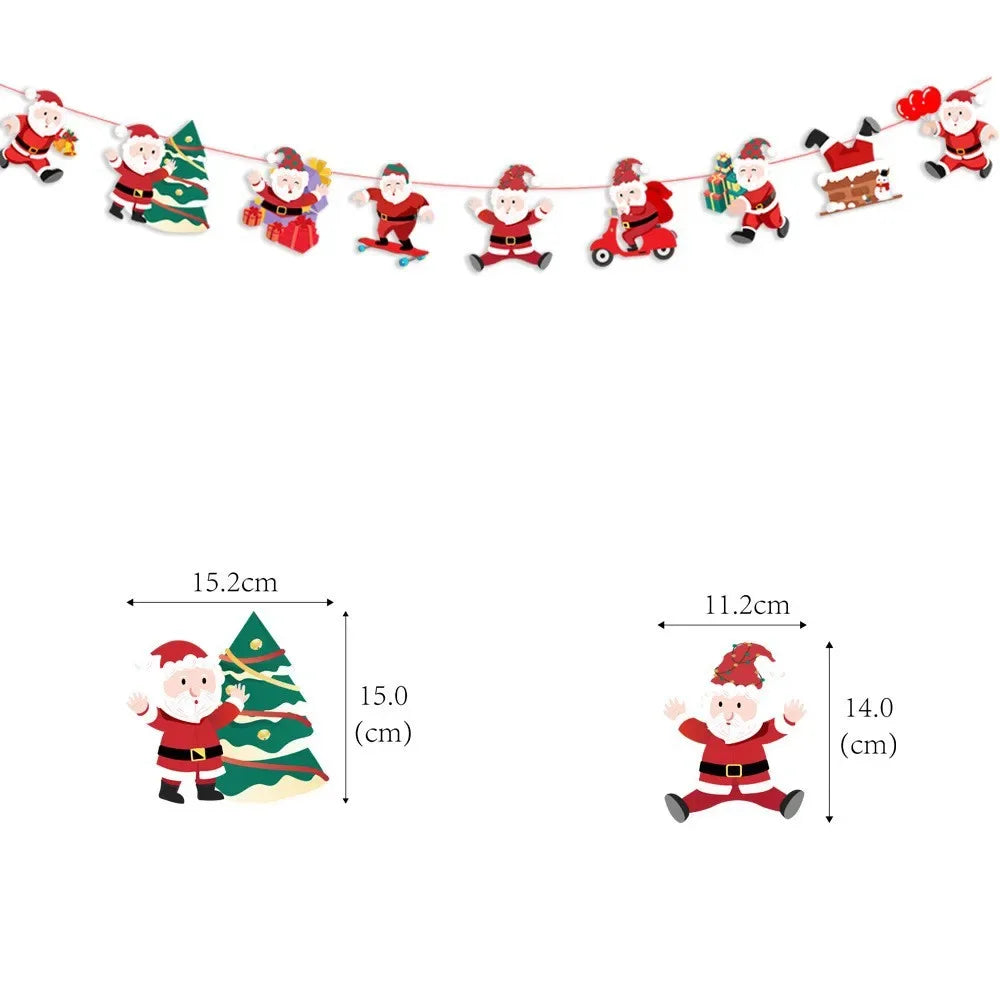 Christmas Banner Tree Ornaments Merry Decoration for Home 2025 Santa Claus Pendant Xmas Gifts New Year 2026 Flag Party Pulling