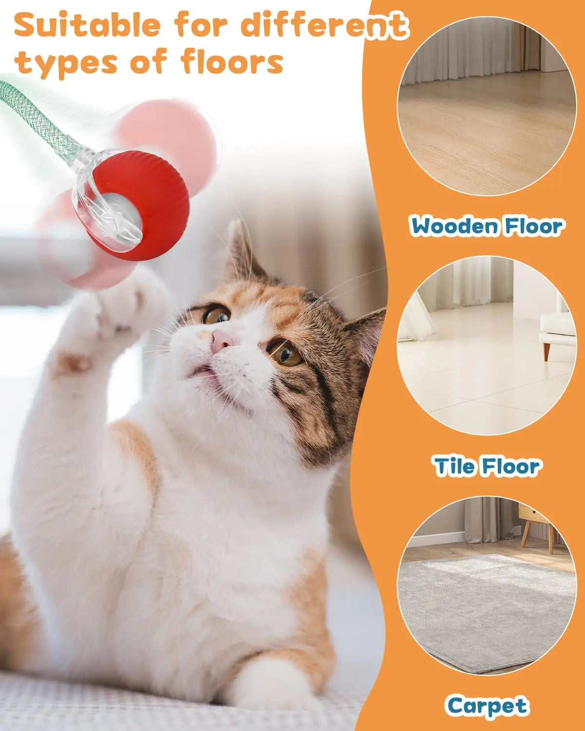 This Interactive Spherical Toy for Cats Features an Automatically Rotating Tail Ball Design and Is Rechargeable Electric Pet Toy