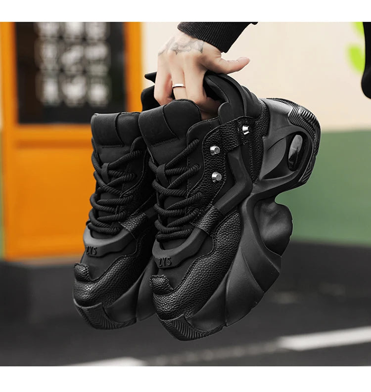 Spring Retro Brown Sneakers Men's Shoes 2025 Chunky Casual Sneakers for Men Comfortable Leather Mens Shoes Trainers basket homme