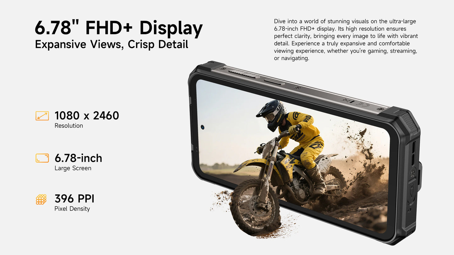 Ulefone RugKing 5 Pro 20000mAh Rugged Phone Android 16 16GB+256GB IP68/IP69K Waterproof Smartphone 6.78 FHD+ Night Camera 4G