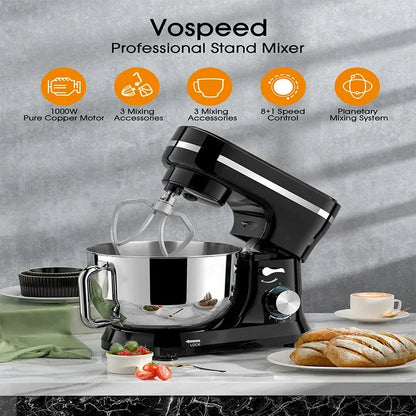 Powerful Stand Mixer Electric Blender Desktop Egg Whisk 1000w 8+P Speed Food Processor Multifunctional Kitchen Mixer with Bowl