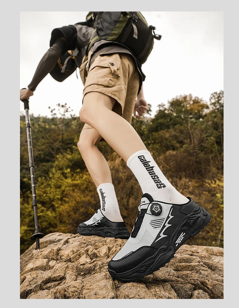 Men's casual sports shoes four season new rotating shoelaces comfort outdoor running walking shoes breathable soft-sole sneakers
