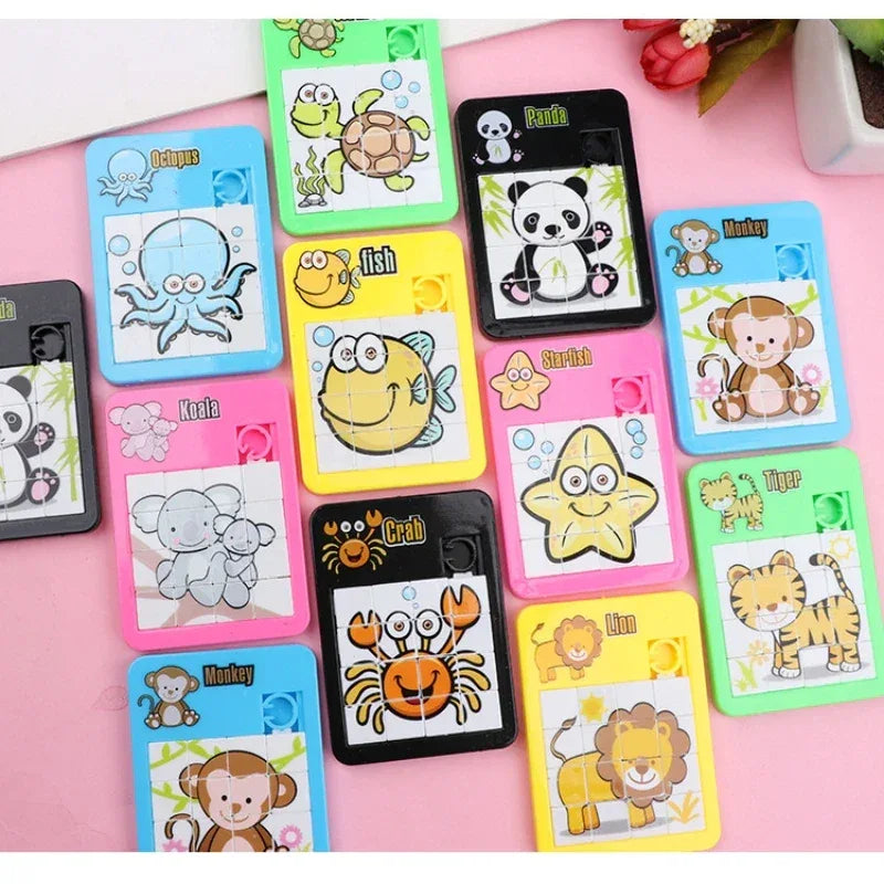 6PCS Random Number Animal Puzzle Plastic Moving Sliding Children's Early Education Jigsaw Puzzle Toy School Kindergarten Gift