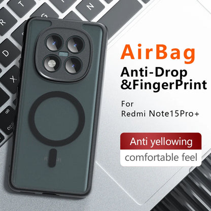 For Xiaomi Redmi Note 15 Pro Plus 5G Case Shockproof Magnetic Matte PC+TPU Anti-fingerprint Translucent Cover for Note15 Pro