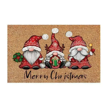 VIKAMA Merry Christmas Welcome Doormat Winter Non-Slip Rubber Backed Floor Mat for Home Indoor Outdoor Entrance Decoration
