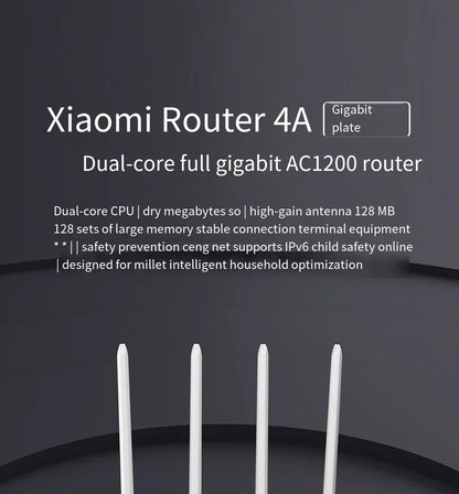 Xiaomi Router 4A Gigabit Edition 1000M 100M 5GHz 2.4GHz WiFi ROM 16MB DDR3 64MB 128MB High Gain 4 Antennas Remote Mi APP Control
