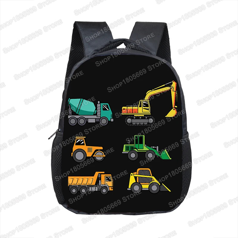 Truck/Ambulance/Car/Tractor Backpack Children's 12 Inch Kindergarten School Bag Cartoon Printing Excavator Backpack