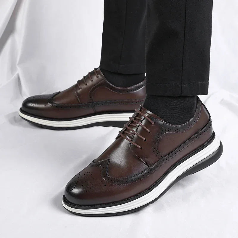 Men's Casual Leather Thick Soled Simple Walking Shoes Fashion Oxford Shoes High End British Style Office Business Dress Shoes