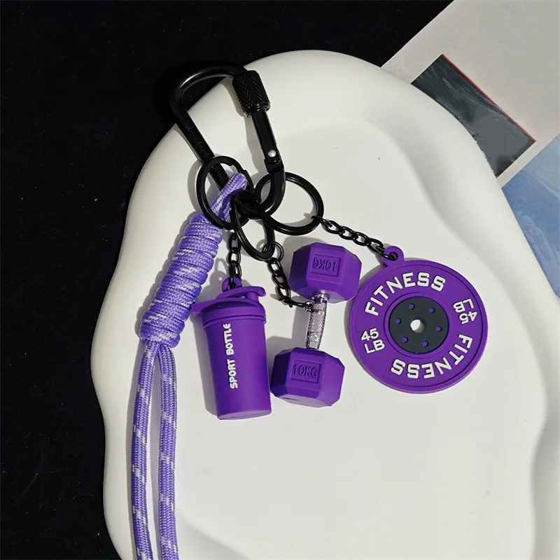 Fitness Keychain Gym Lover Barbell Key chain Weightlifting Keyring Silicone Weight Plate Gym Gifts Workout Gifts Bag Charm Backp