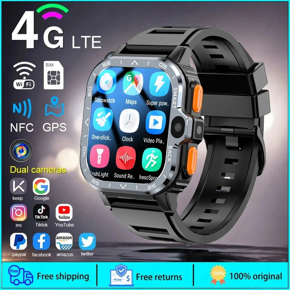 2024 New SIM Smart Watch 2.03inch 4G Network GPS Wifi NFC Dual Camera 64G ROM Storage Google Play Small mobile phone Smartwatch