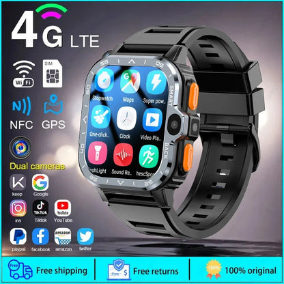 2024 New SIM Smart Watch 2.03inch 4G Network GPS Wifi NFC Dual Camera 64G ROM Storage Google Play Small mobile phone Smartwatch