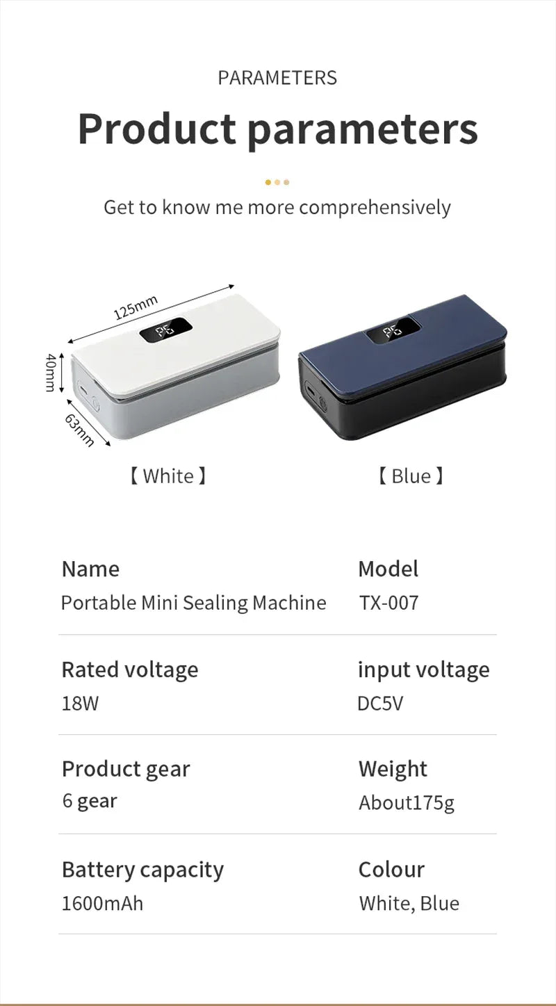 Mini Bag Sealer Plastic Bag Heat Sealer Plastic Bag Sealing Machine USB Rechargeable Portable Package Bags Sealer