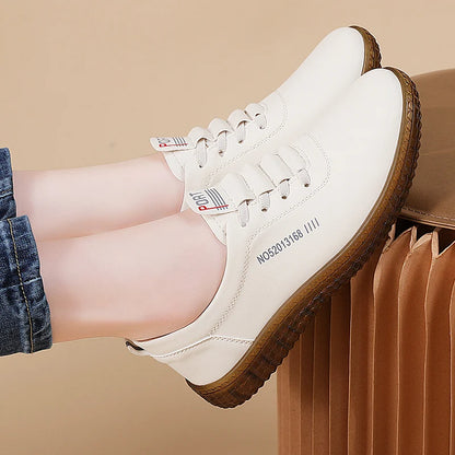 100% cowhide Women's Leather shoes New large size casual sports shoes Fashion  Lightness Women's vulcanized shoes sneakers