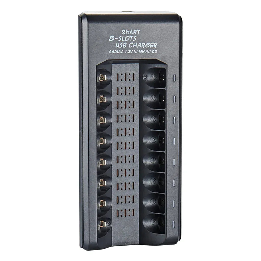 Rechargeable Battery Charger USB Output 8 Slots Fast Charging Short Circuit Protection for 1.2V NiMH AAA/AA Batteries Charger
