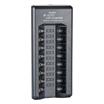 Rechargeable Battery Charger USB Output 8 Slots Fast Charging Short Circuit Protection for 1.2V NiMH AAA/AA Batteries Charger