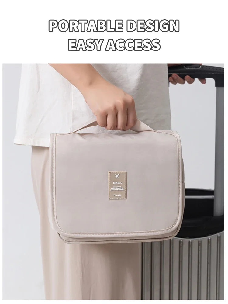 Handheld large capacity dry wet separation waterproof storage bag, wash bag travel convenient multifunctional hanging makeup bag