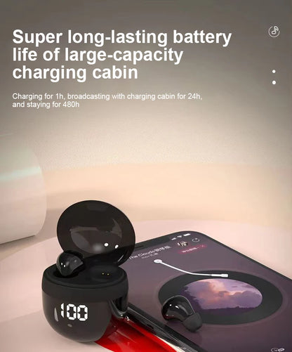 Écouteurs intra-auriculaires invisibles TWS Mini sans fil Bluetooth 5.3 avec microphone et réduction de bruit pour téléphone