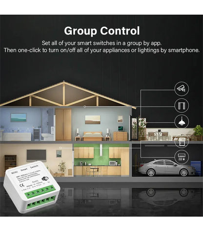 AUBESS Tuya WiFi Smart Switch 16A DIY Breaker Relay Module Smart Home Smart Life App 2 Way Remote Control Via Alexa Google Home
