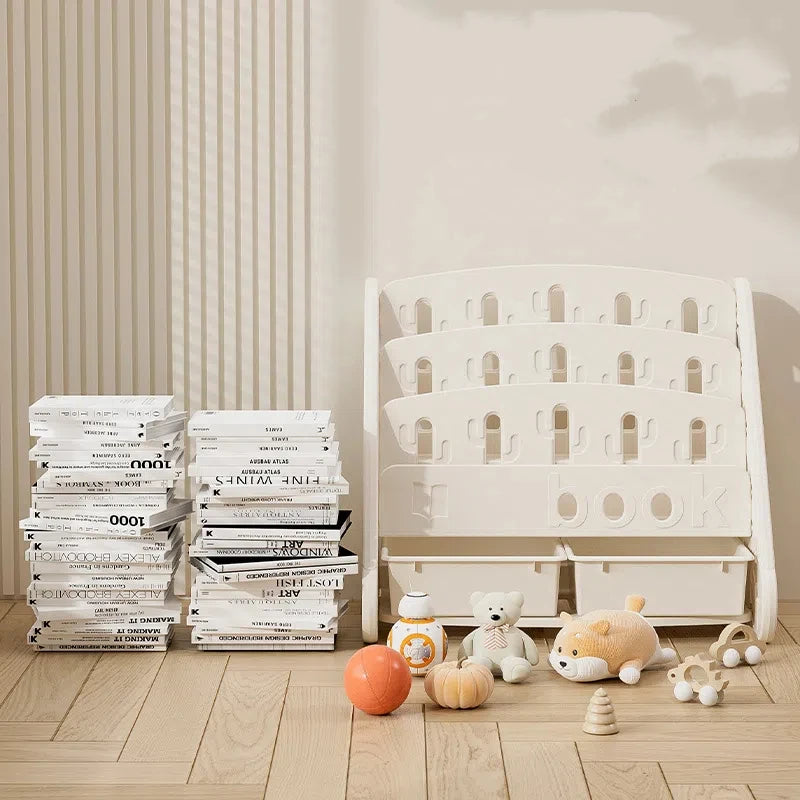 Eco-friendly  Children's Bookshelf Home Bedroom Children's Picture Books Toy Storage Cabinet Snacks Sundries Organizer Rack