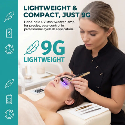 Heatless UV LED Tweezers Lash Lamp 2W Handheld UV Lash System Quick Drying Lamp for Eyelash Extension