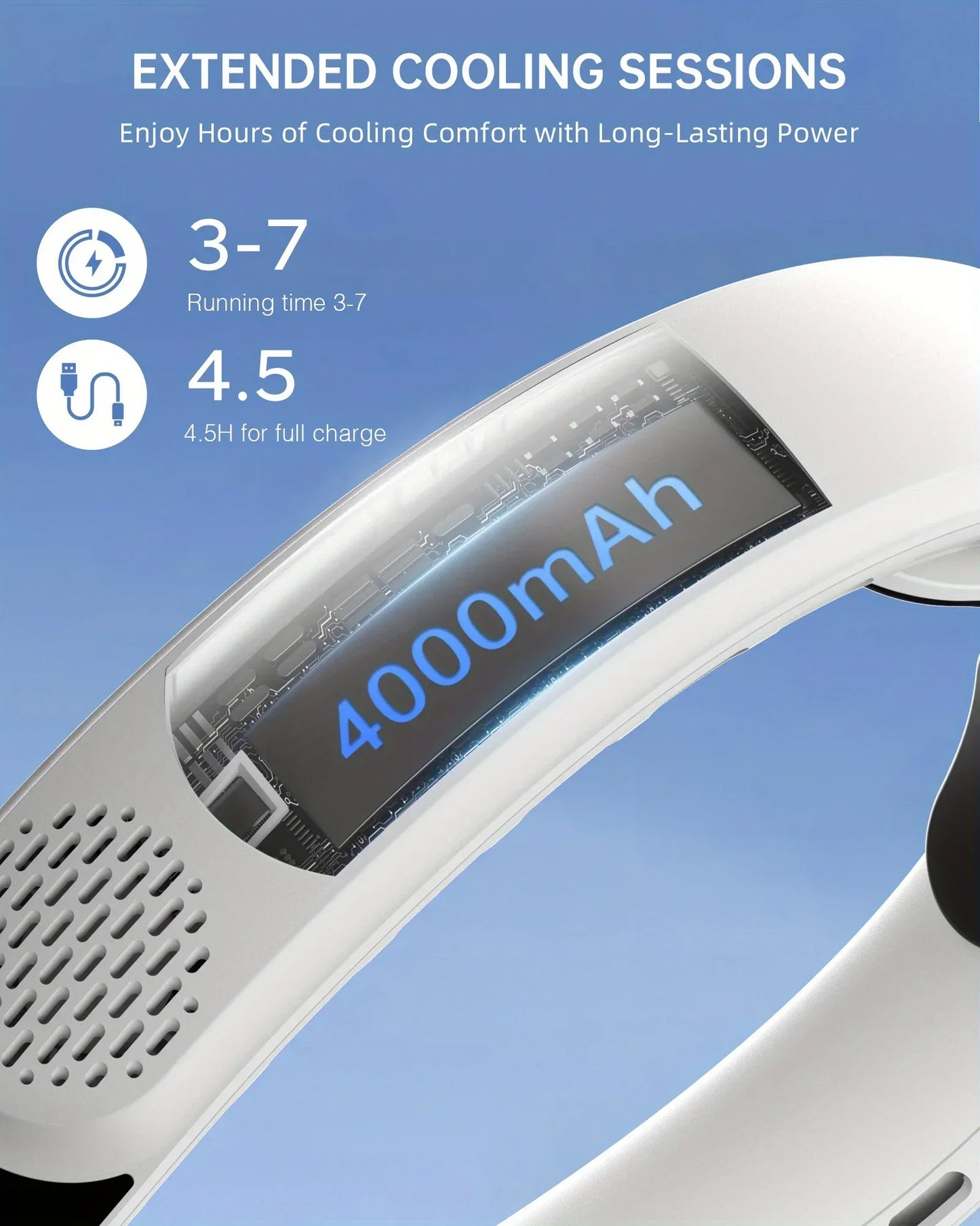Neck Fan Rechargeable Ice Cooling Personal Air Conditioner, LED Digital Display Mini Fan for Running Cycling Office Home Outdoor