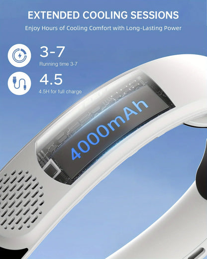Neck Fan Rechargeable Ice Cooling Personal Air Conditioner, LED Digital Display Mini Fan for Running Cycling Office Home Outdoor