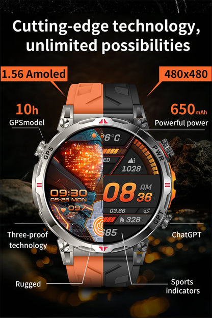 2025 New Professional GPS Sports Smart Watch Outdoor RIDE Run GPS track Swim Watchs Compass Altimeter 5ATM Sports Bracelets Men