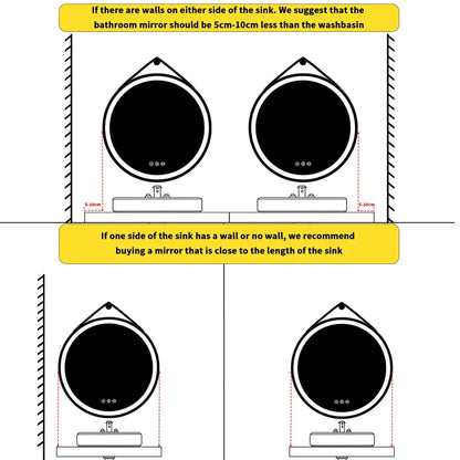 LUVODI 32-Inch Large Round Bathroom Mirror with LED Lights Black Frame Touch Sensor Lighted Mirror for Bathrooms