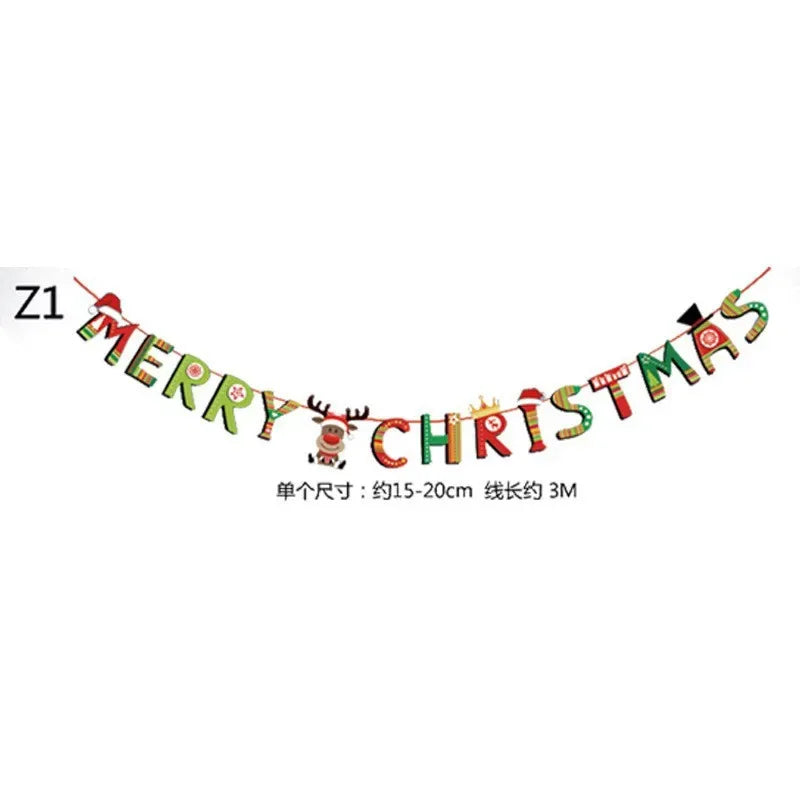 Christmas Banner Tree Ornaments Merry Decoration for Home 2025 Santa Claus Pendant Xmas Gifts New Year 2026 Flag Party Pulling