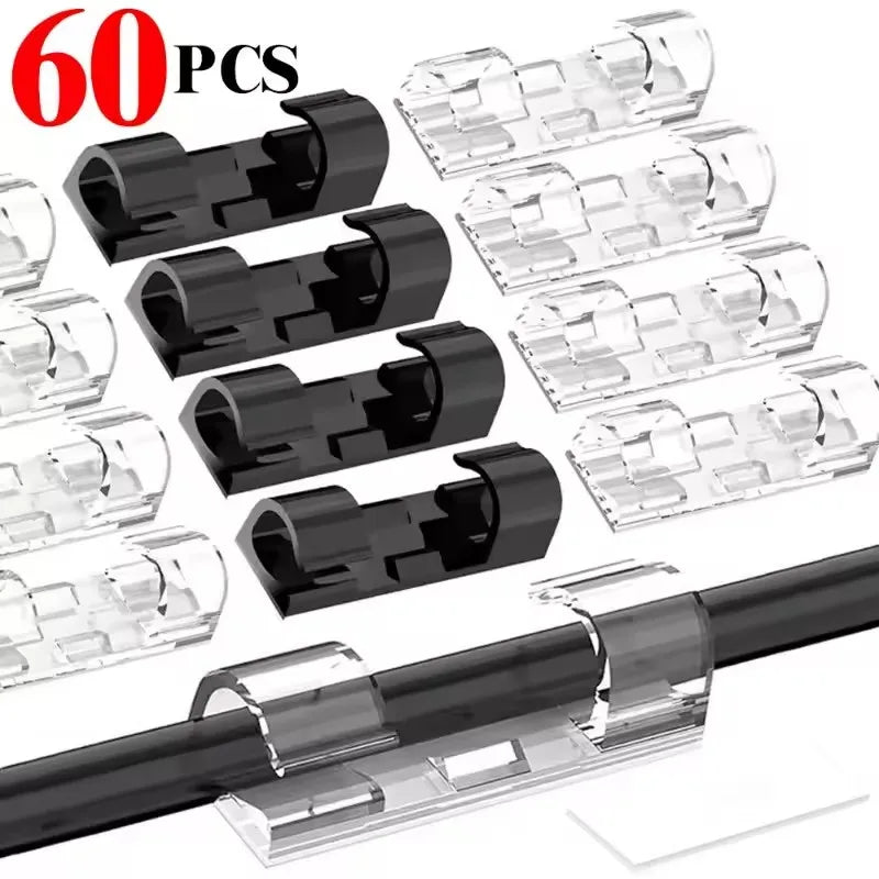Cable Organizer Clips Wire Holder Self Adhesive Desktop Cord Management for PC Mouse USB Power Cord Fixer Wall Car Home Office