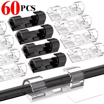 Cable Organizer Clips Wire Holder Self Adhesive Desktop Cord Management for PC Mouse USB Power Cord Fixer Wall Car Home Office