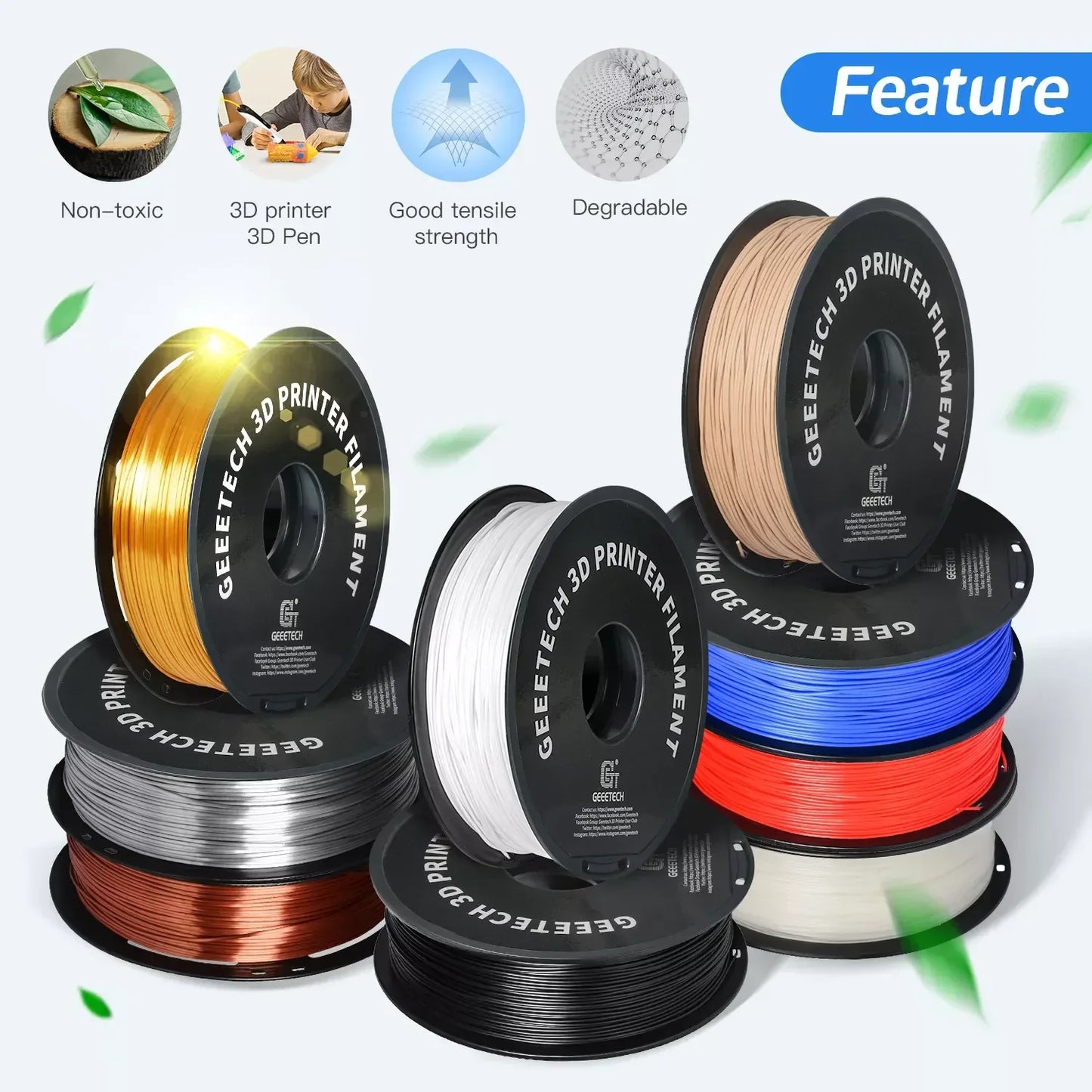 GEEETECH 1Kg 1.75mm PETG Filament For 3D Printer Filament Vacuum Packaging Overseas Warehouses Fast Ship