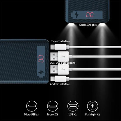 20000mAh 5V PowerBank Shell With 2 USB 1 Type C 1 Micro USB Charge Support 8 Battery 18650 model Storage Box Detachable Cases