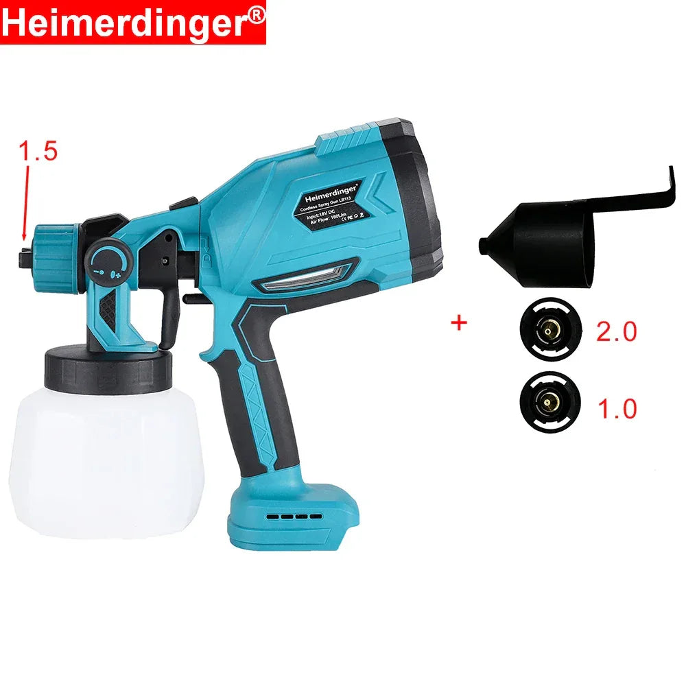 Heimerdinger Cordless Paint Sprayer for Makita 18V Battery,1000ML Container HVLP Spray Paint Gun with Brushless Motor