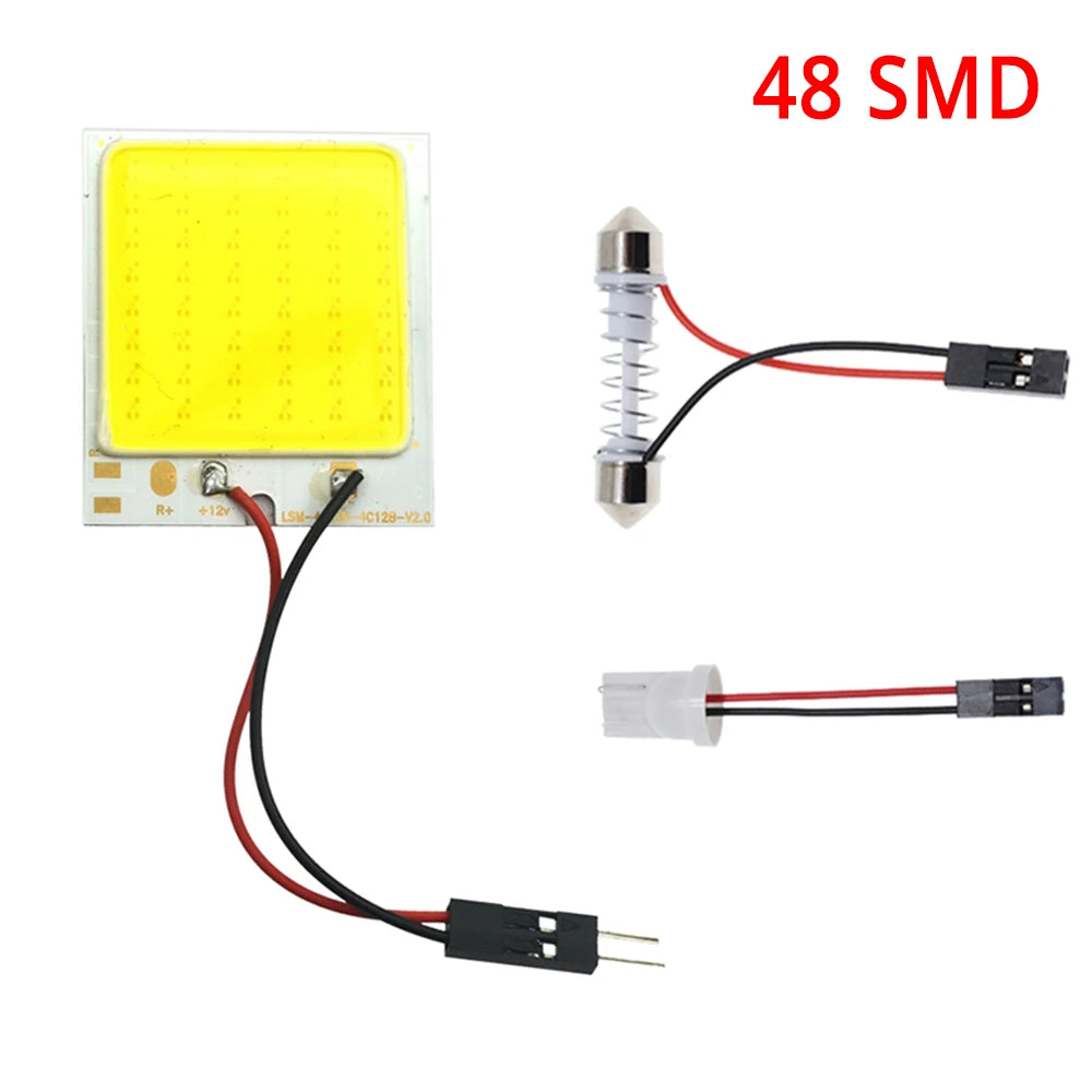 T10 C5W Car Led Cob 16/24/36/48SMD White Parking Bulb Auto Interior Reading Panel Lamp Super Bright Festoon License Plate Lights