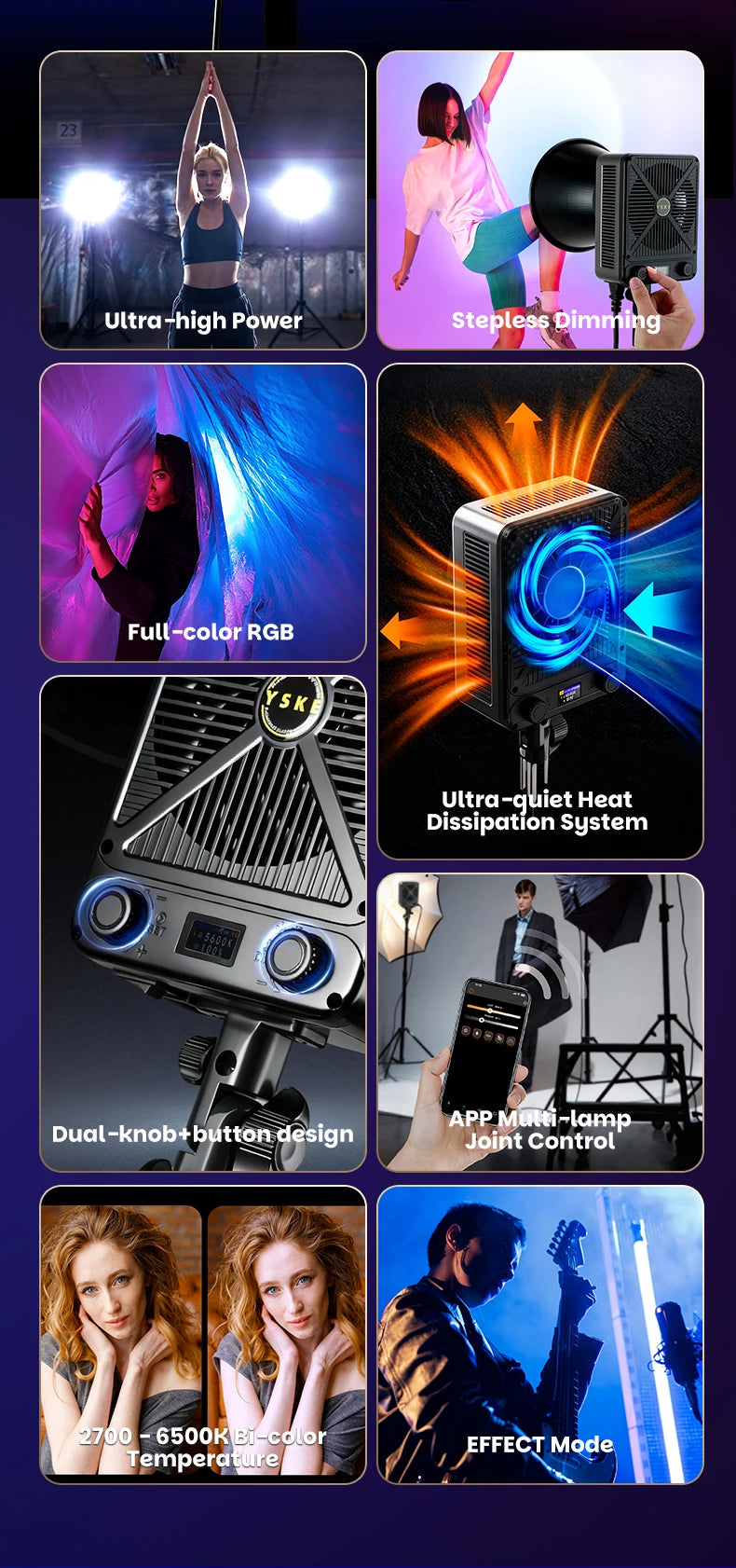Miaotu RGB Photography Light G230W G330W Portable LED Video Lamp 2800K-6500K Studio Live Fill Light