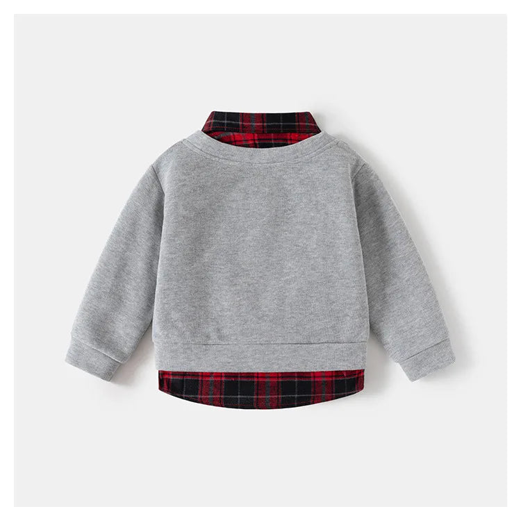 Fashion Boys Shirts Sweatshirts Turndown Collar Kids Tops Outfits Long Sleeve Children's Clothes