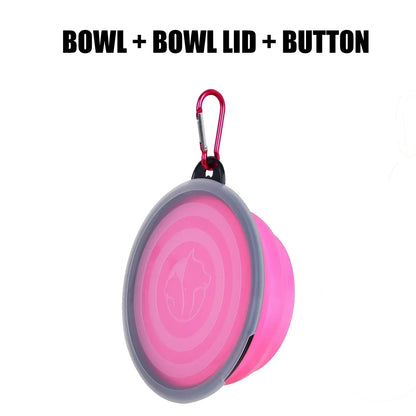 Pet Collapsible Black Frame Bowl Keychain Portable Travel Food Water Dish Dog Cat BPA Free Silicone Lightweight Pet Feeding Bowl