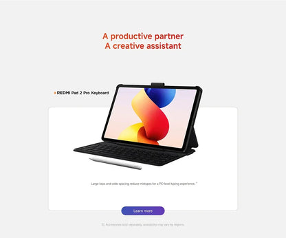 Global Version Xiaomi Redmi Pad 2 Pro Wifi 8 + 256GB 12.1 Inch 2.5K Crystal-clear Certified Eye-care Display Quad Speakers Massive 12000mAh (type) Battery Tablet PC