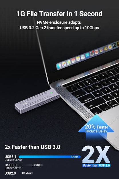 JEYI M.2 NVMe(USB 3.2 10Gbps)Direct-attach  Enclosure,USB-A Plug In-line Aluminum 2242 2280 SSD Case With Magnet Protective Case