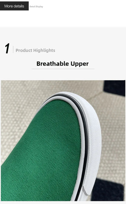Women's Slip-On Canvas Shoes Summer 2026 Korean Style Student Flat Rubber Sole Wear-Resistant Low Cut Flat Heel Street Fashion