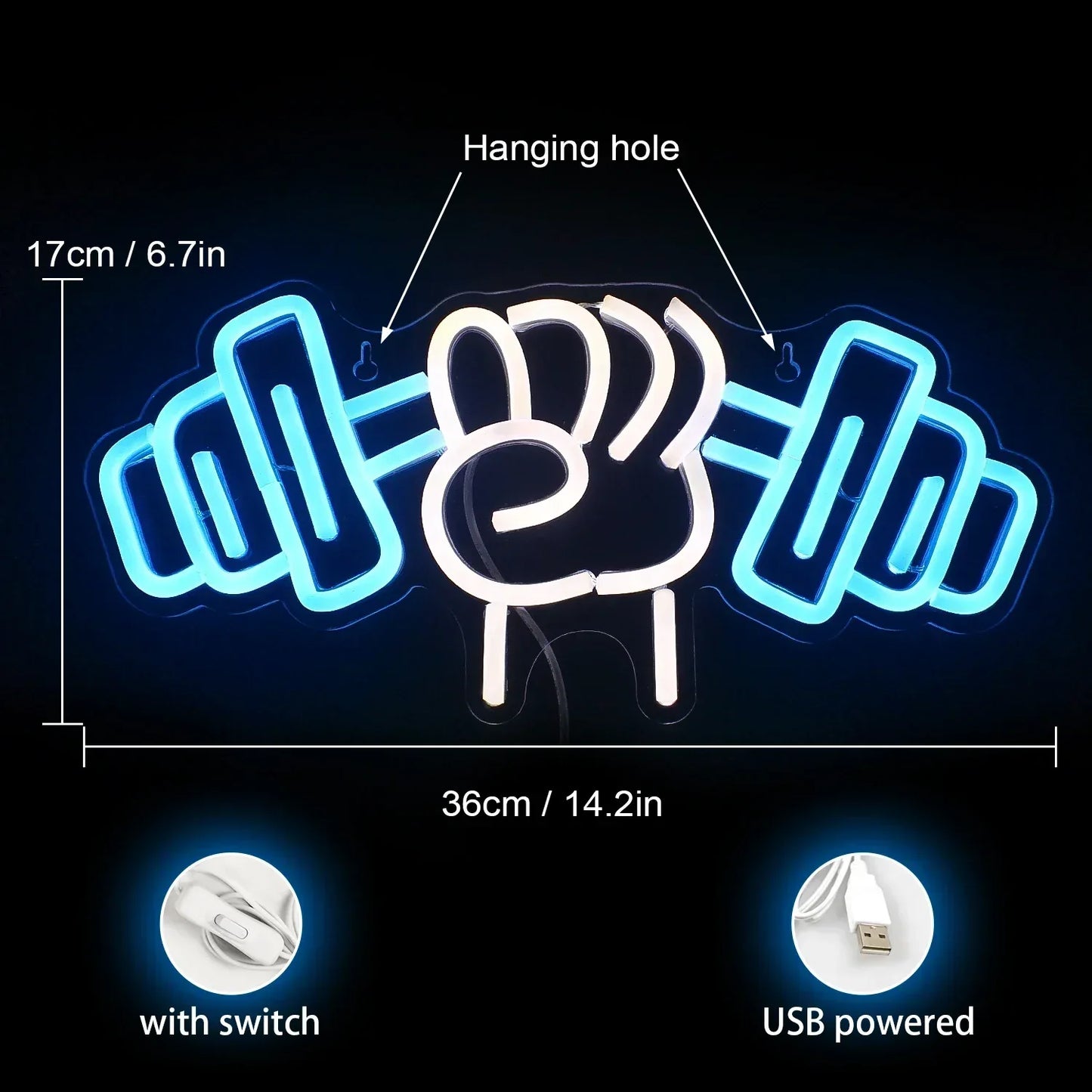 Barbell Fitness Gym Neon Sign Dumbbell LED Neon Ligh Wall Decoration For Workout Room Sport Club Weightlifting Christmas Gift