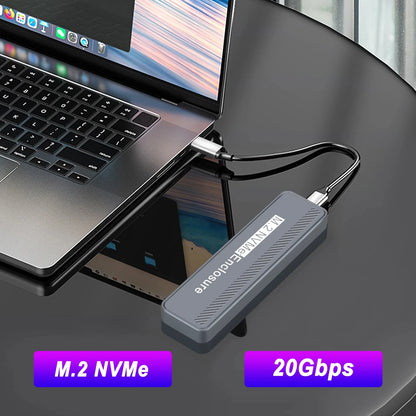 20Gbps NVMe M.2 SSD Enclosure NVMe NGFF PCIe M.2 SSD Case Portable USB C 3.2Gen2 External Adapter for Macbook PC Hard Disk Box
